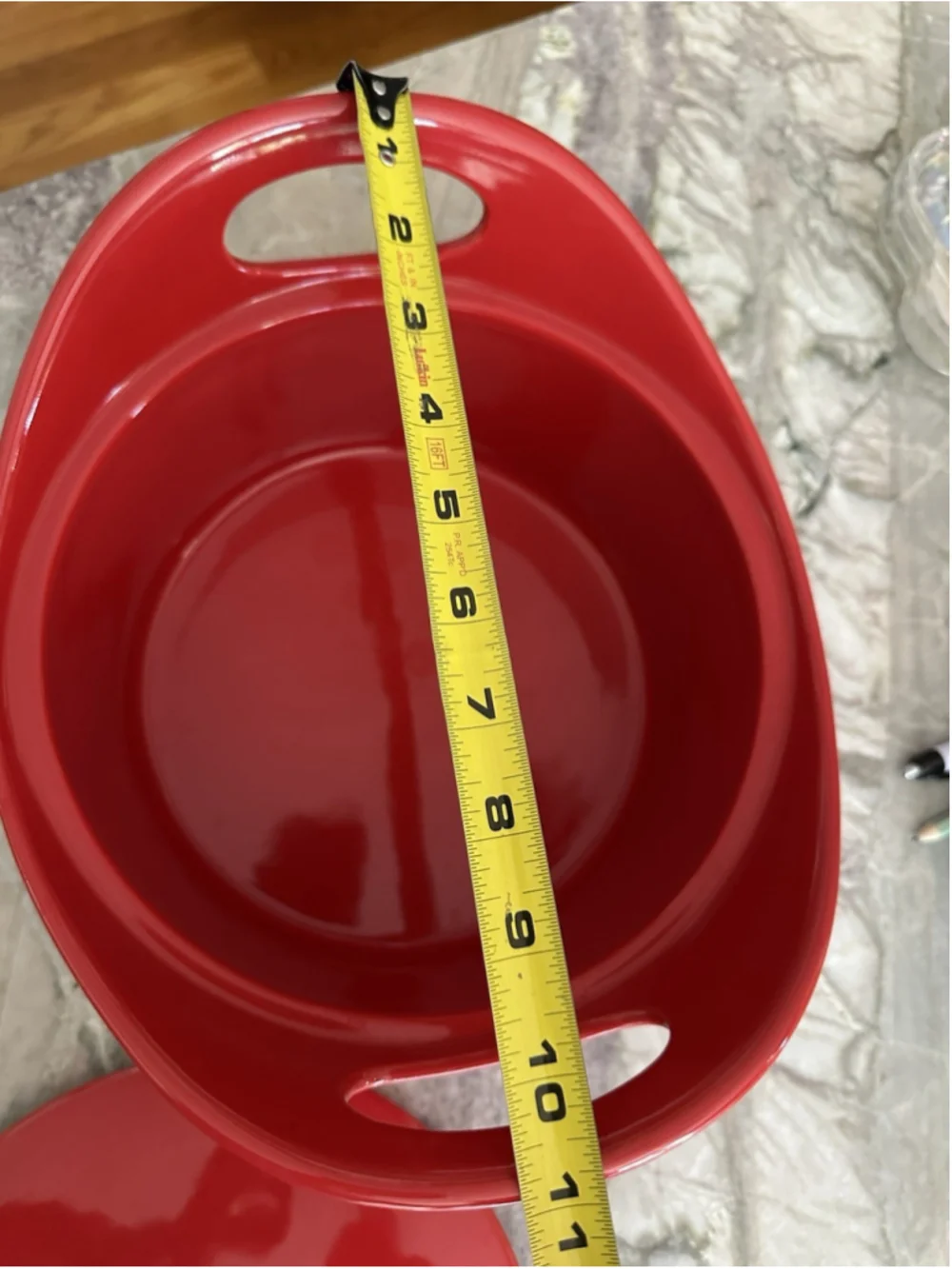 Red Ceramic Casserole Rachael Ray 10”Round Dutch Oven 2.75qt Handle Baking Dish